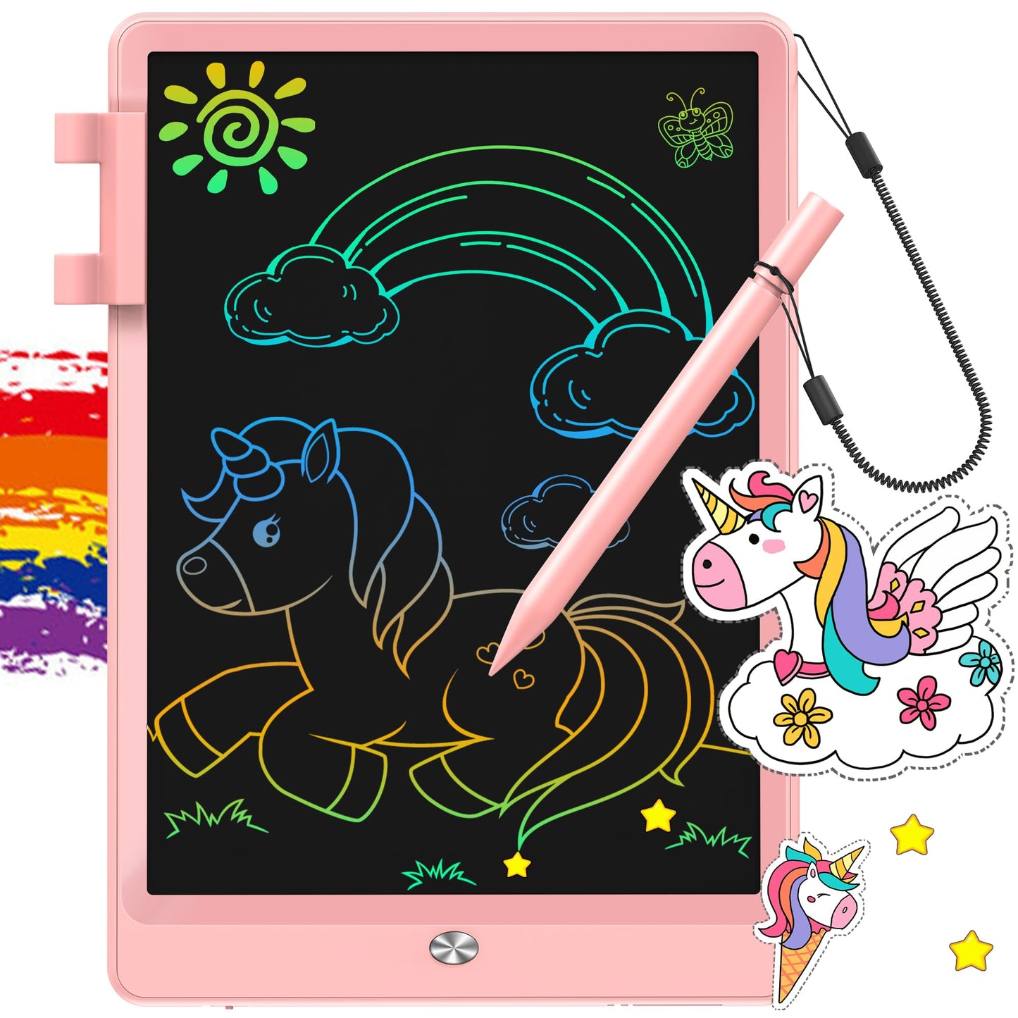 FLUESTON LCD Writing Tablet, 10 Inch Doodle Board Toys Gifts for 3-8 Year Old Girls Boys, Colorful Electronic Board Drawing Pad for Toddler Easter Basket Stuffer for Kids, Educational Travel Toy