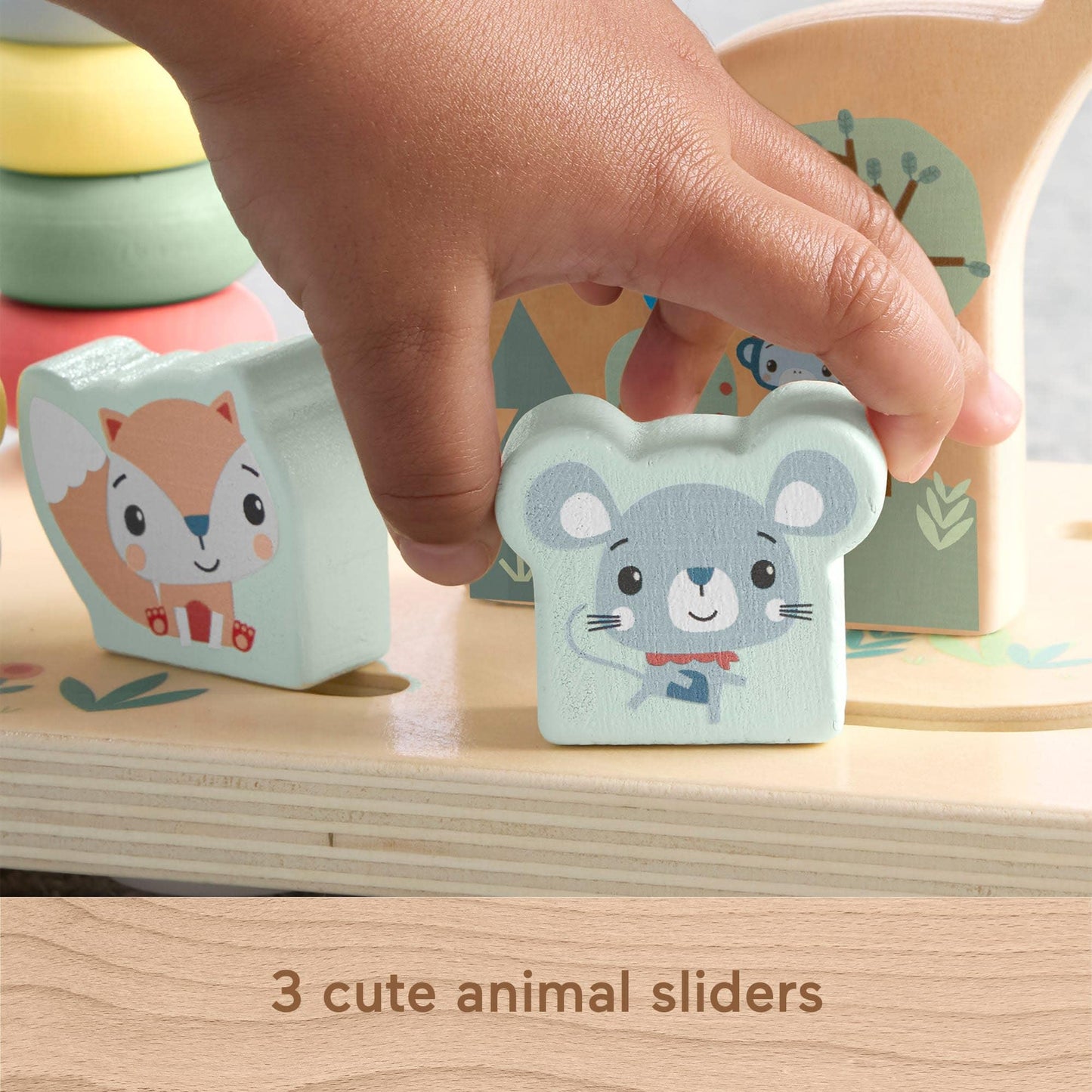 Fisher-Price Wood Toddler Toy Bead Maze, Woodland Animal-Themed Activity for Fine Motor Skill Development Infants Ages 1+ Years (Amazon Exclusive)
