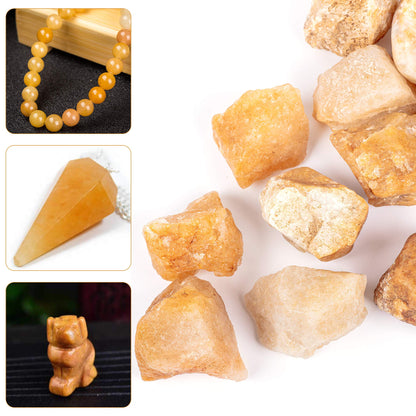 UFEEL 1 LB Bulk Rough Yellow Aventurine Crystal Stone for Tumbling Cabbing Decoration Polishing Wicca Reiki Healing Crystals Large 1" Natural Raw Stones 1 Pound (About 450 Gram)