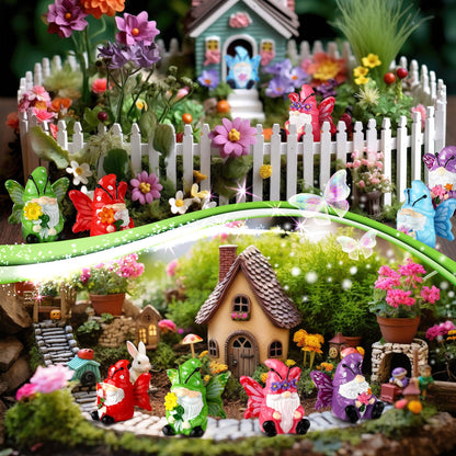 Wesiti 40 Pcs Spring Decoration Butterfly Mini Resin Gnomes 1.18 Inch Spring Miniature Figurine Statues Tiny Gnomes Decor for Table Dollhouse Desk Indoor Outdoor Home Garden Plant Pot