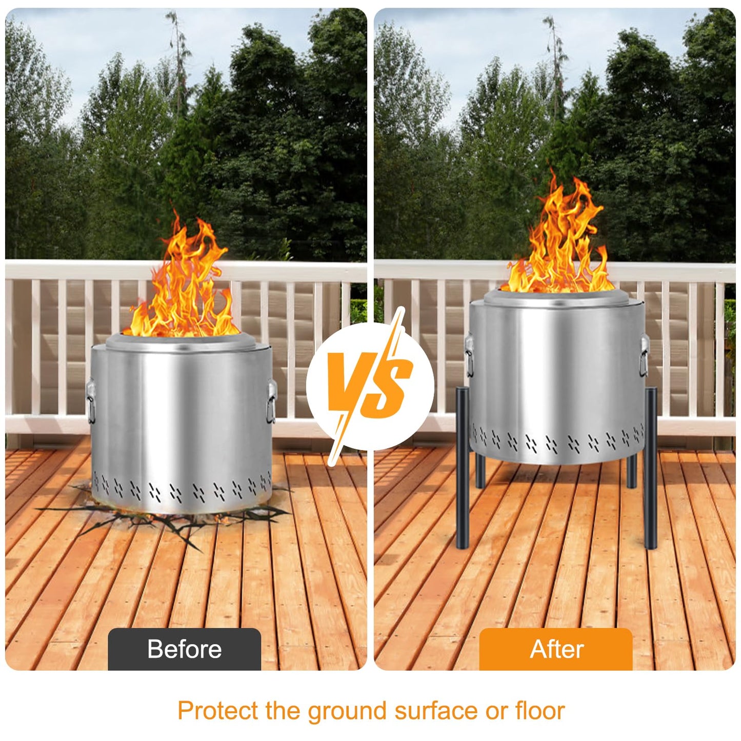 Triceratops Firepit Stand, 15-27 Inches for Solo Stove Bonfire Ranger and Other Outside Fire Pits, Outdoor Camping Accessory, Stainless Steel Stands for Fireplace Use