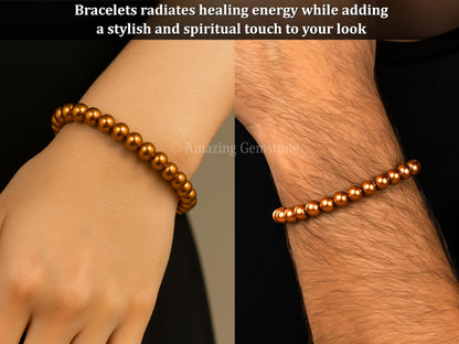Amazing Gemstone Copper Hematite Bracelet for Women Men's Gifts - Protection Healing Crystal Bracelet - 8mm Gemstone Beaded Stretchable Bracelet Pulseras Para Hombres Mujer Stocking Stuffers Mothers Day Gift