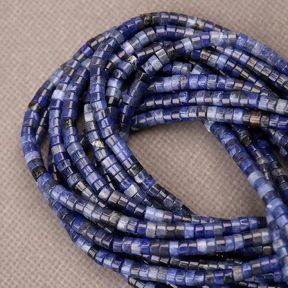 150PCs Natural Blue Sodalite Spacer Beads, Loose Semi Precious Flat Round Gemstone Heishi Disc Stone Beads for Beading Jewelry Making 4mm*2mm 38cm