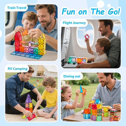Anbalulu 134PCS Magnetic Building Tiles: Durable STEM Toys with Strong Magnets for Kids, Educational Building Blocks for Group Play Activities | Gift for Boys Girls 3+