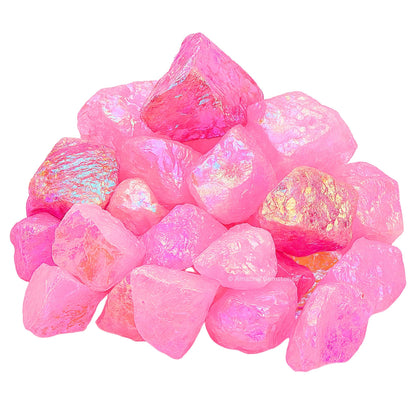 Amazing Gemstone Angel Aura Rose Quartz Raw Crystals and Healing Stones, Natural Rocks for Tumbling and DIY Raw Stones and Crystals (1 Piece)