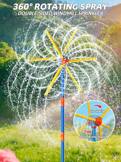 TERRAMUS 59" Windmill Water Sprinkler for Kids Summer Toys, 360° Spinning Splash Water Toy, Upgraded Double Sided with 6 Blades, Outdoor Backyard Games Summer Fun for Boys Girls Dogs & Garden Watering