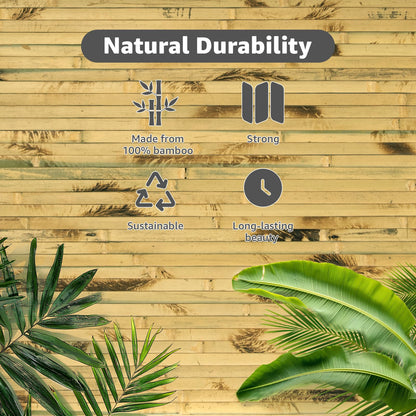 Art3d Natural Bamboo Wall Panel for Interior Wall Decor, Renewable Pole Wrap Wainscoting Paneling for Wall Ceiling Furniture Cabinet Office, 48 x 96 Inch - Light Burned