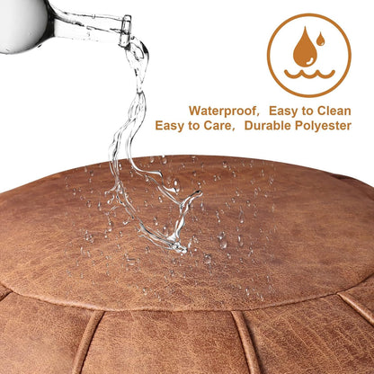 Louis Donné Unstuffed Pouf Ottoman Handmade Moroccan Storage Footstool Seat Round Home Decoration Pouf Cover Multi Functional Bean Bag Floor Chair for Living Room, Office, Bedroom, Balcony Decor