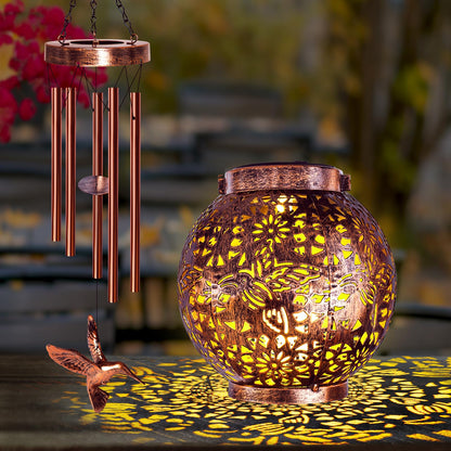 YHmall Wind Chimes for Outside, Windchimes Outdoors Hummingbird Gifts for Mom Women Grandma, Hanging Solar Lantern Solar Wind Chimes for Outside Patio Yard Garden Decor