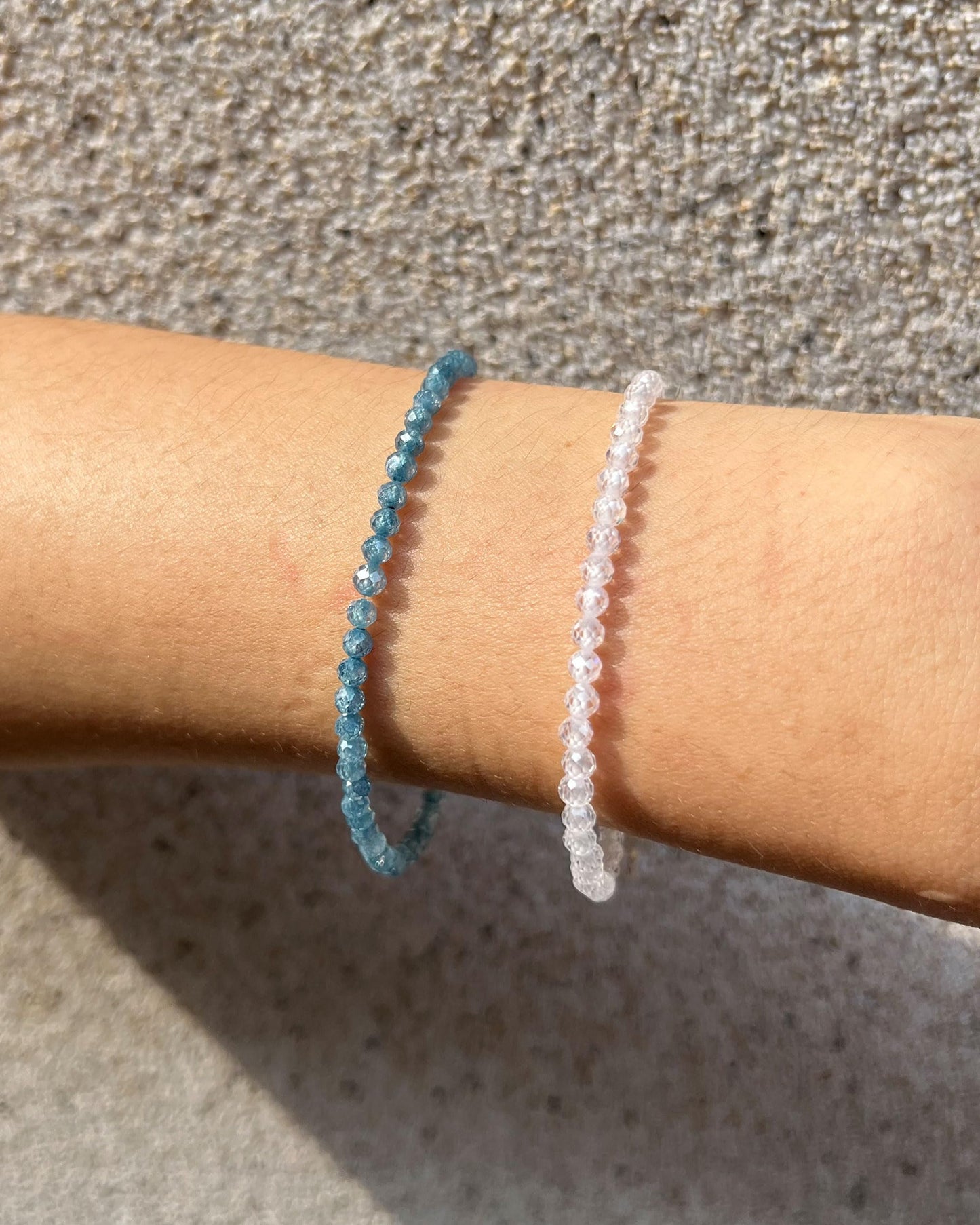 Withgenes Cubic Zirconia Bracelets for Women Shinning Diamond Crystal Bead Bracelet Unique Sparkly Simple Design Natural Stone Jewelry Gifts, CZ White