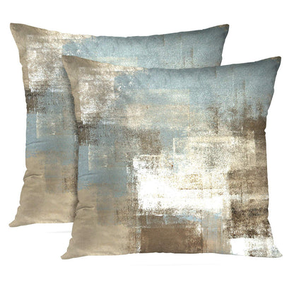 Britimes Throw Pillow Covers Modern Home Art Decor, 18 x 18 Inches Set of 2 Pillow Cases Decorative, Abstract Oil Painting Pillowcases for Bedroom, Living Room, Cushion Couch Sofa, Grey Beige