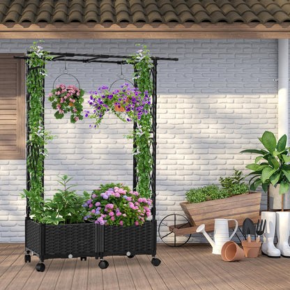 yotoworth Planter with Trellis Raised Garden Beds, 4.5ft Tall with Screen Indoor Outdoor, Vegetable Flower Privacy Planter Box for Backyard Balcony Patio, Black