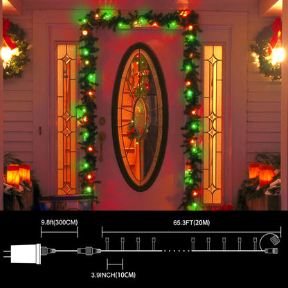 LAMPHOME Red and Green Christmas Lights, 66ft 200 LED String Lights,16 Modes Twinkle Fairy Light Plug in Waterproof for Indoor Outdoor,Christmas Tree Light for Holiday,Wedding Party,Xmas Decor