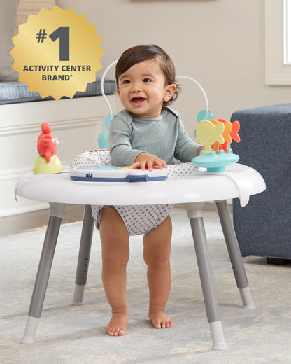 Skip Hop 2-in-1 Baby Activity Center with 20+ Developmental Activities Light-up Musical Piano for Tummy Time Play 4 Clip-on & Moveable Toys and 360-degree Rotating Seat Seascape Age 4m+