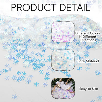 Jocomoni 2000pcs/50g Christmas Snowflakes Confetti Decorations,Iridescent Snowflake Table Confetti Glitter Snowflake Sequins for Winter Wonderland Party Home Decoration