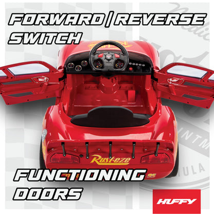 Huffy Lightning McQueen 6V Ride-On Toy Car with Headlights & Engine Sounds, Foot Pedal Drive, Up to 2.5 MPH, Ages 3–7