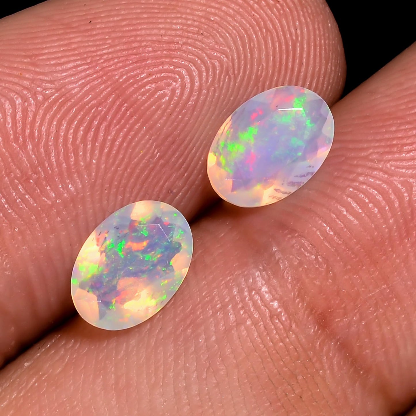 2 Pcs Pack,7x5 MM YASHEE Natural Ethiopian Opal Oval Shape-Brilliant Cut, Fire Play Opal Gemstone Wholesale Lot-Healing Crystals-DIY Jewelry Making Bulk Gemstone Deal