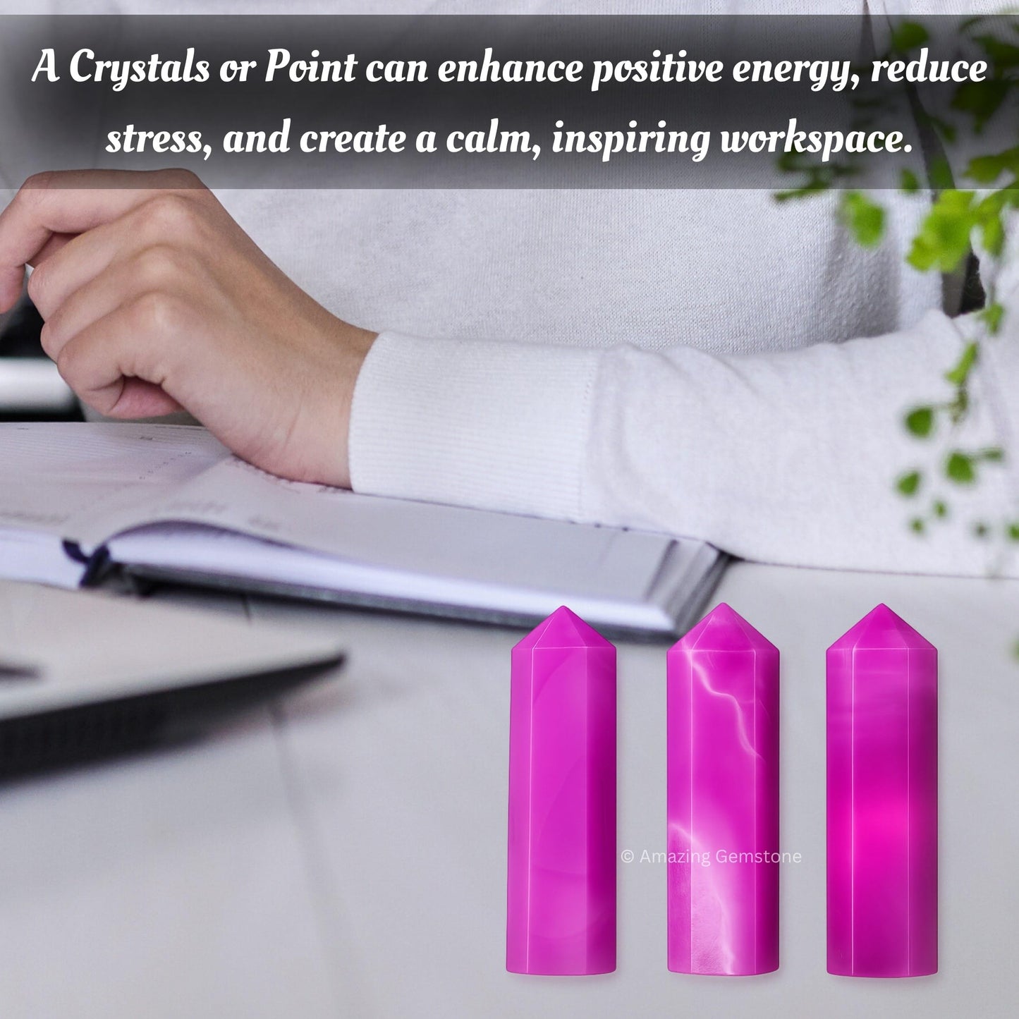 Amazing Gemstone Pink Onyx Crystal Points Bulk Healing Crystals & Stones - Pack of 3 Single Terminated Healing Wand Point Bulk Crystals for Crafts, Crystal Grid, DIY Work - Premium Crystals