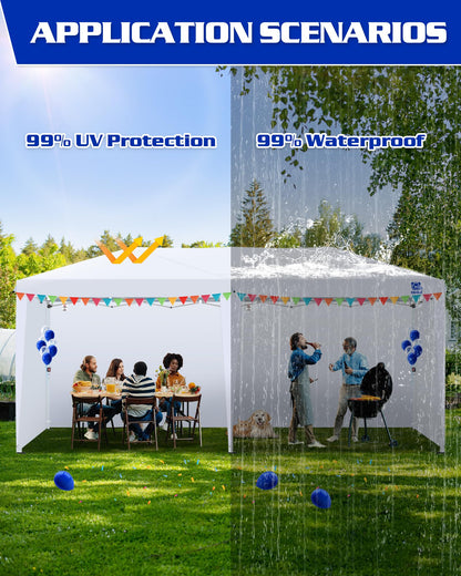 Fanpat 10x20ft Canopy Sidewalls fit 10x20ft Pop Up Tent, Waterproof 99% UV Protection Privacy Enclosure for Outdoor Events and Party, White (4Pcs Sidewalls Only, Frame and Top Not Included)