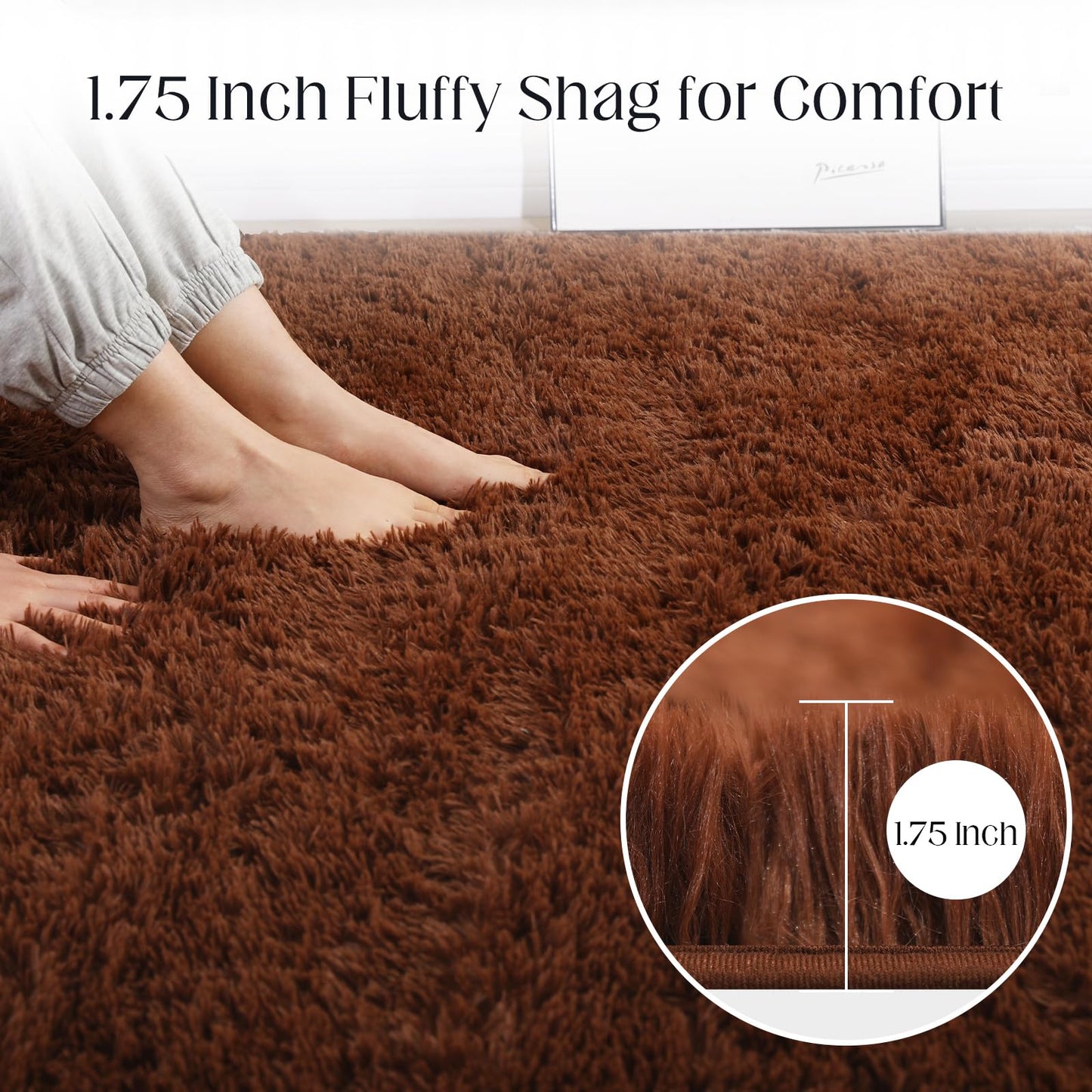 Puremy Luxury 3x5 Area Rug, Ultra Soft Rugs for Living Room, Plush Carpet Rugs for Bedroom, Non-Slip Indoor Rug for Nursery, Study Room, Playroom, Home Decor, Brown