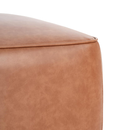 Christopher Knight Home Ellis Faux Leather Pouf Ottoman Foot Rest, Square PU Pouffe Ottoman Footstool, Living Room Sofa Couch Extra Seat, Modern Coffee Table for Home Office Bedroom, Tan Brown