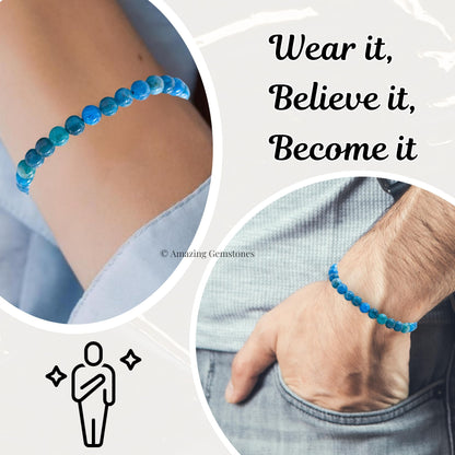Amazing Gemstone Apatite Bracelet for Women Men's Gifts - Protection Healing Crystal Bracelet - 6mm Gemstone Beaded Adjustable Bracelet Pulseras Para Hombres Mujer Stocking Stuffers