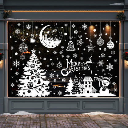 YLXLLSM Christmas Window Clings Decorations for Glass Window, 9 Sheets Winter Snowman Tree Snowflake Christmas Stickers Decoration, Double Sided Removable Xmas Decal for Home Party School Office Decor