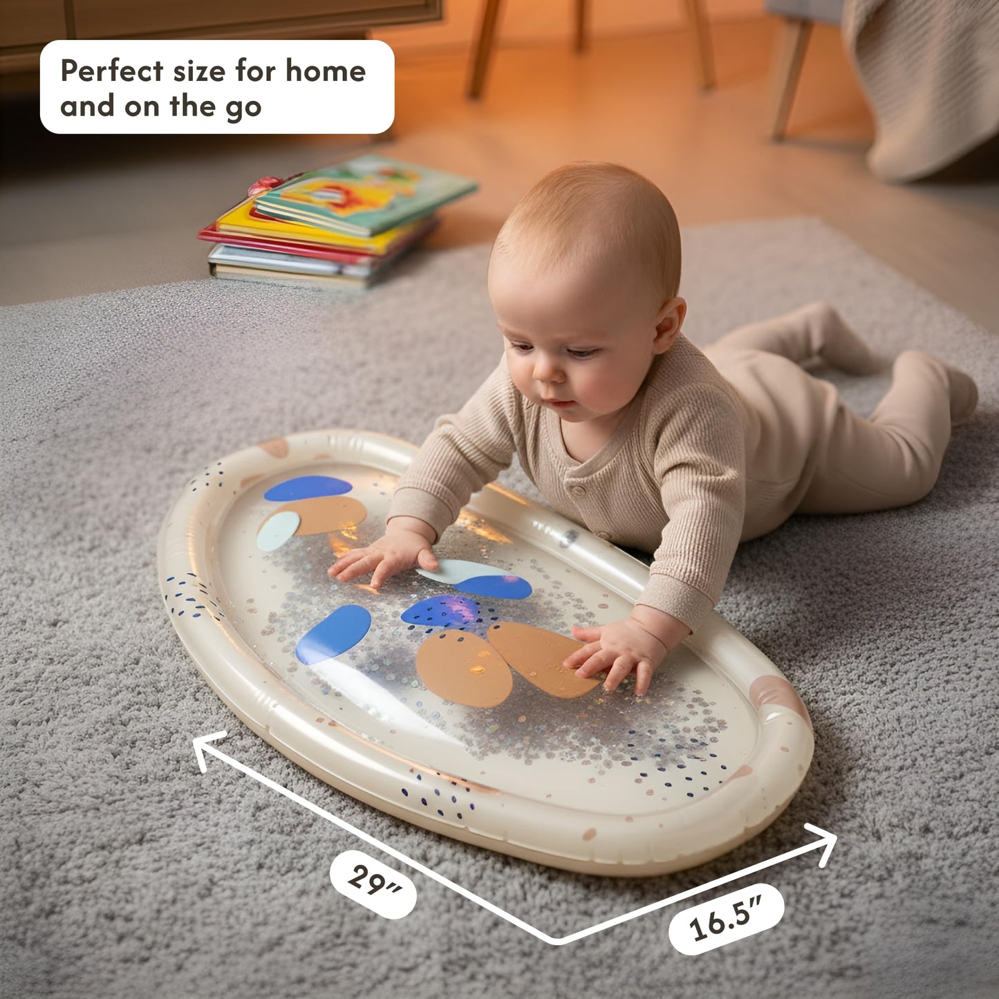 Hakuna Matte Baby Water Mat 73 x 42 cm - Tummy Time Water Mat from 3, 6 & 9 Months, Sensory Toy Baby with Glitter, Montessori Water Play Mat, Stomach Position Toy, Aquarium, BPA-Free, Odourless