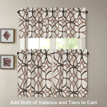 H.VERSAILTEX Blackout Curtain Valances for Kitchen/Bathroom - Thermal Insulated Window Valances for Living Room/Bedroom Rod Pocket Short Curtain 1 Panel, 52x18 inch, Geo in Taupe and Brown