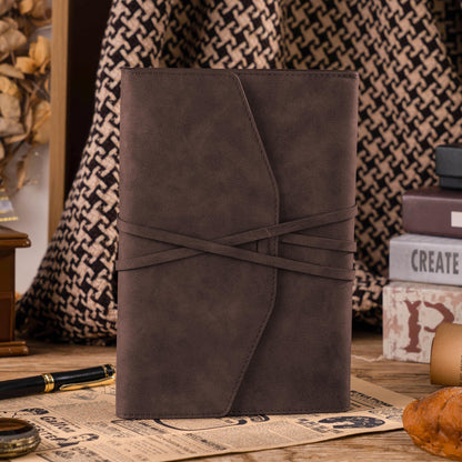 MINICAGIE Vintage Journal for Women Men Leather Bound Journaling Notebook Diary 160 Pages Book of Shadows Journal Soft Cover Journals for Writing Travel Gifts, 5.9x 8.6 in, Brown