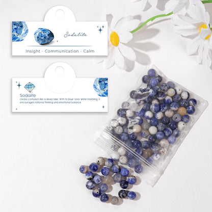 Raicegs 100pcs 8mm Sodalite Beads Natural Gemstone Beads Round Loose Beads for Jewelry Making DIY Bracelets Necklace