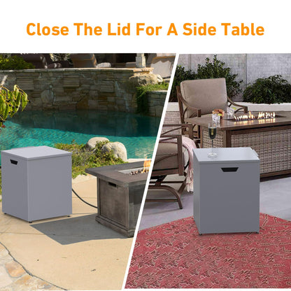 Stanbroil Propane Tank Cover Table Hideaway Table, 16" Storage Side Table for 20 lb Propane Tank, Outdoor Gas Tank Storage Box with Side Handles, Grey