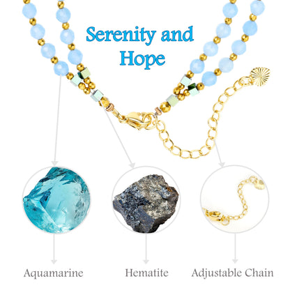 Farfume Aquamarine - Hope - Crystal Beaded Bracelets, Chakra 4mm Natural Stone Beads Bracelets, Gemstone Spiritual Jewelry Gifts for Mother's Day