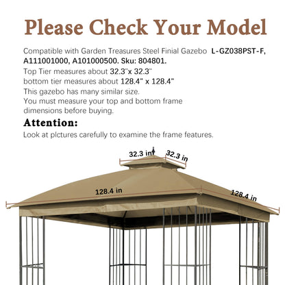 The Replacement Cover Compatible with Garden Treasures 10X10 Ft Easy Up Domed Softtop Gazebo L-GZ038PST-F，(Beige)