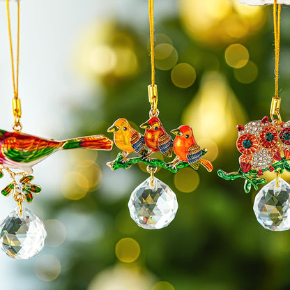 H&D HYALINE & DORA 6 Pcs Birds on Branches with Ball Prism Suncatchers Birds Hanging Ornament Indoor Decorations for Holiday Present Ideas