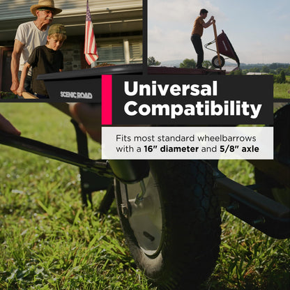 Scenic Road heavy duty replacement wheelbarrow wheel – 16" XHD 4-ply tire with 6" steel hub 4-Ply Turf Tire with grease fitting & steel hub – Perfect wheel replacement & parts (Model SRWT #3573)