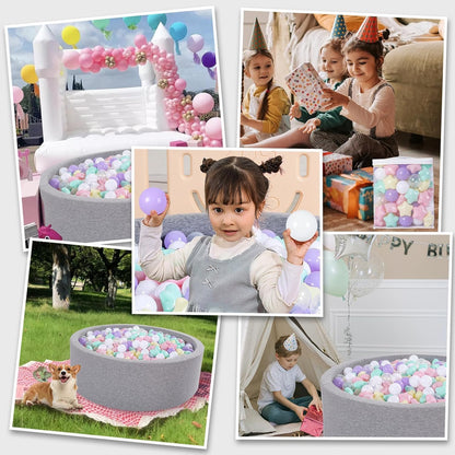 Heopeis Star Balls for Ball Pit，50 200 500 Plastic Balls with Stars Phthalate Free BPA Free for Playhouse, Baby Pool, Play Ball Fun Centers, for Babies, Kids, Toddlers 1-3 Indoor Outdoor