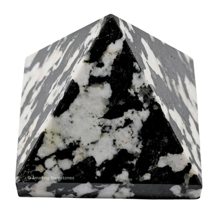 Amazing Gemstone Black and White Tourmaline Pyramid Crystal Healing Stones - 1.5" Great Pyramid Figurine of Natural Stone Pyramid for Meditation, Reiki, Chakra Balancing and Crystal Pyramids Grid