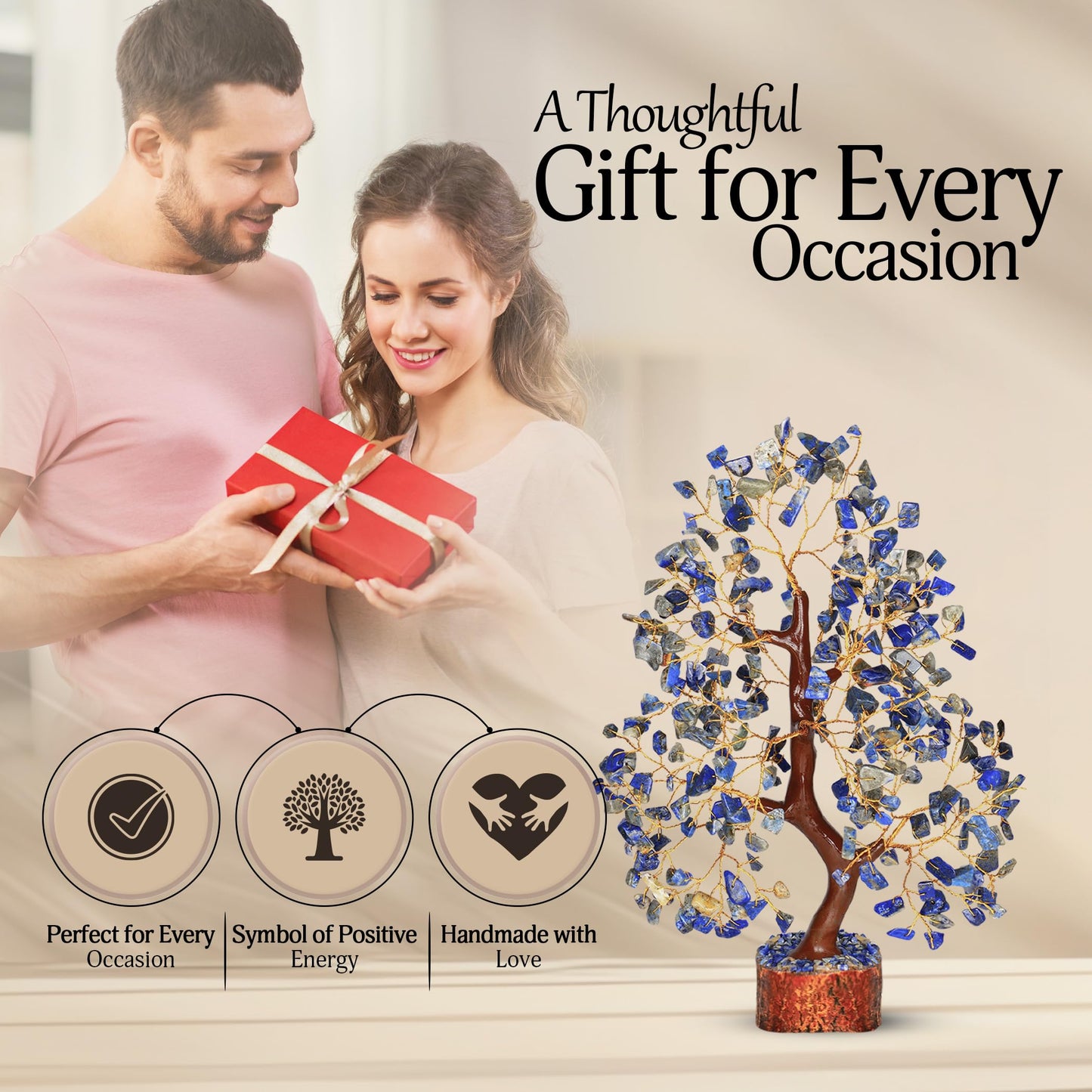 YATSKIA Lapis Lazuli Crystal Tree of Life - Healing Crystals and Stones - Crystals Decor - Crystal Gifts for Women - Good Luck Gifts