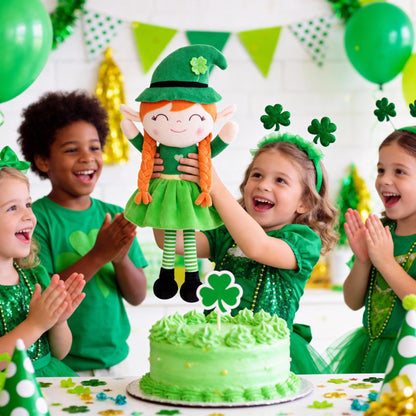 Gloveleya Plush Dolls Saint Patrick's Day Gifts Soft Blessings Doll Shamrock Wishes Plush Leprechaun Baby Girl Gifts