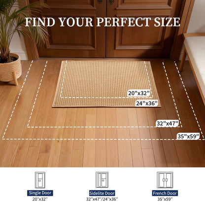 YIHOUSE Indoor Door Mat 24" x 36", Non-Slip Washable Entryway Mat, Dirt Trapper Absorbent Entrance Mat, Low Profile Floor Mat for Front/Back Door, Entryway, Khaki