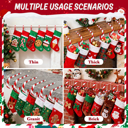 Stocking Holders for Mantle Set of 6, No-Slip Stocking Hangers for Mantel Multi-Use Christmas Stocking Holder Hooks for Fireplaces Mantle, Wreath, Hat, Gift Christmas Party Decorations