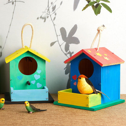 Liliful 4 Pack DIY Wooden Birdhouse Kit, Crafts for Kids and Adults, Bird House with Paint and Paintbrushes Painting Kits for Boys and Girls, Spring Birthday Classroom Gifts for Ages 4-8