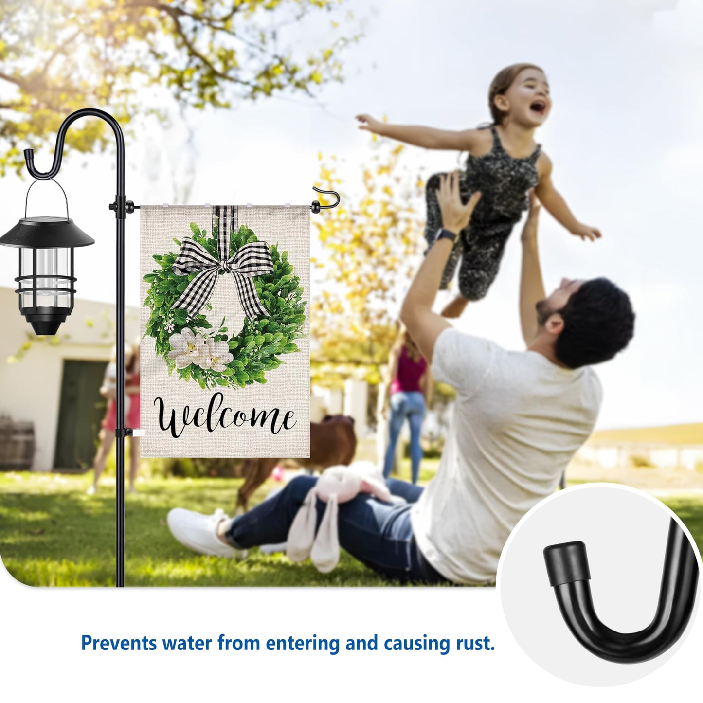Ottsuls Garden Flag Stand, 2 Pack Heavy Duty Flag Pole Holder with Shepherd Hook for Yard Decoration, 45 INCH Sturdy Yard Flag Post Stake Outdoor Garden Flag Holder for 14''x20'' Flags (Without Flag)