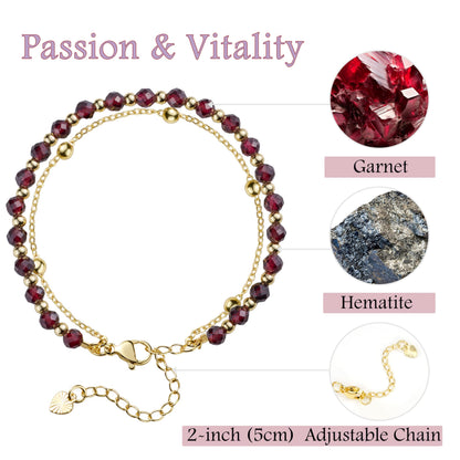 Farfume Garnet Crystal Bracelet Beaded Bracelets for Women 4mm Natural Stone Beads Gemstone Handmade Jewelry Valentine's Day Gifts