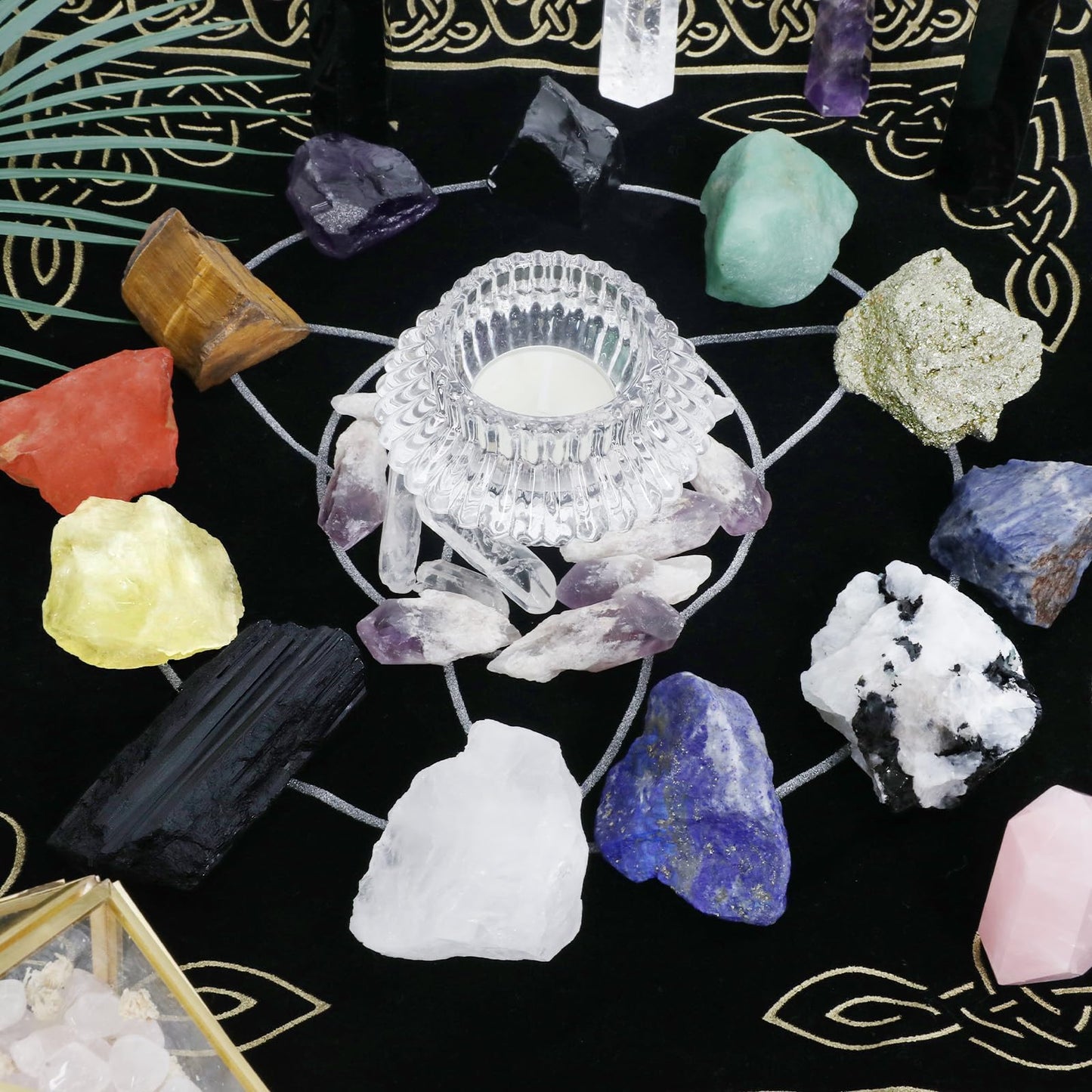 Orientrea Large Raw Rainbow Moonstone Rough Crystal with Clear Quartz, Natural Rainbow Moonstone Crystal and Healing Stones for Tumbling, Decoration, Polishing, Wire Wrapping, Wicca & Reiki 2PCS