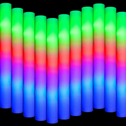 SHQDD 70PCS Foam Light Up Sticks, Glow in the Dark Party Supplies with 3 Colorful Flashing Modes, LED Foam Glow Sticks Bulk for Wedding, Concert, New Year, Halloween, Christmas, Raves, Birthday