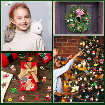 42 Pcs Mini Christmas Ornaments Miniature Small Resin Christmas Tree Ornaments for Mini Tree Hanging Decorations Tiny Christmas Figurines Bulk for Craft Holiday Christmas Decor Gift
