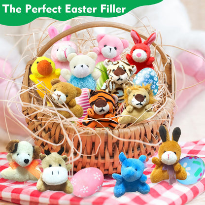 EDZTUN 32Pcs Mini Plush Animals Toy Set Assortment Easter Christmas Bulk Stuffed Keychain Party Favors for Kids Small Animals Decorations Toys Carnival Prizes Birthday Goodie Bag Fillers