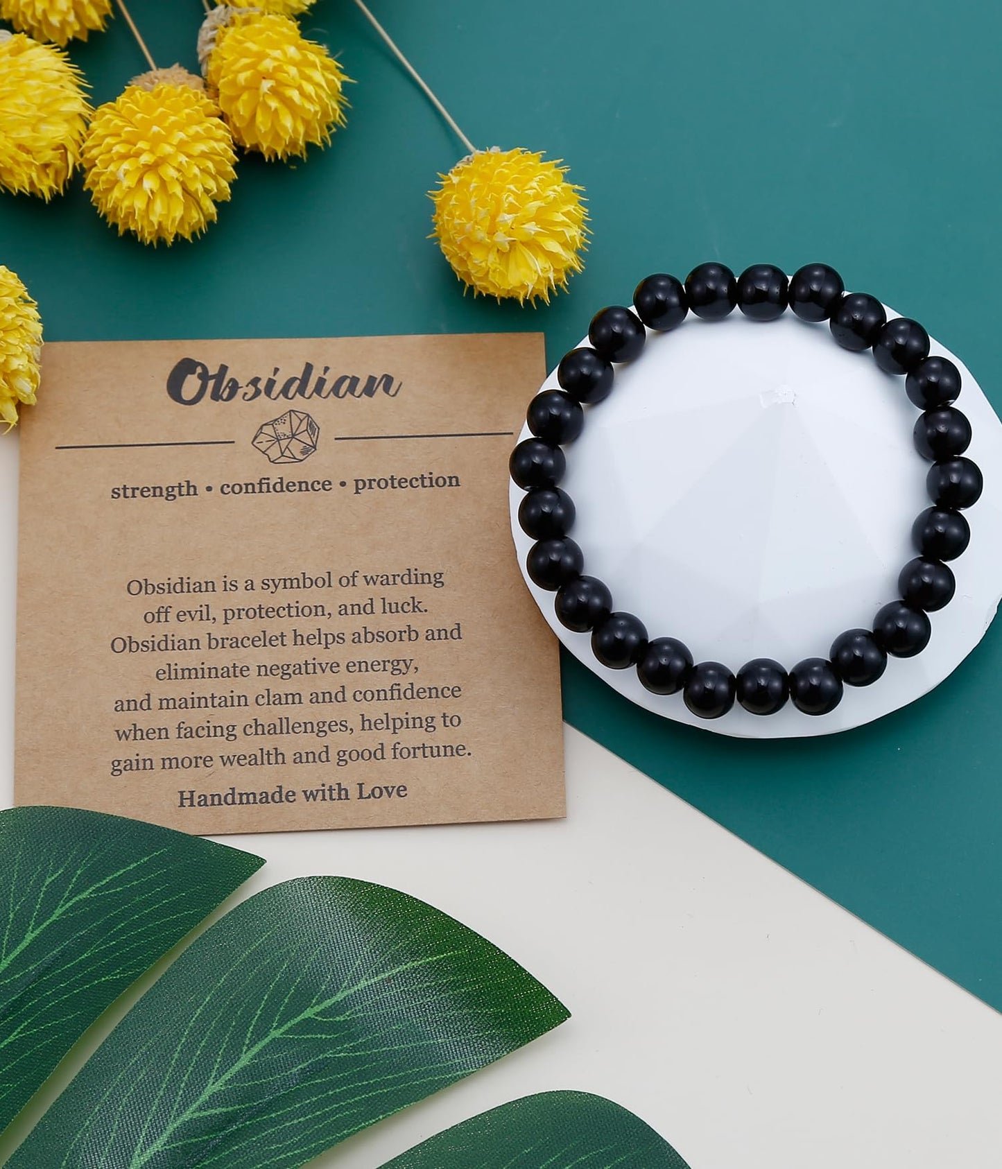 BOMAIL Natural Stone Bracelet for Women Men - 8MM Semi-Precious Gemstone Beaded Bracelet Healing Crystal Stretch Bracelet Yoga Bracelets Jewelry